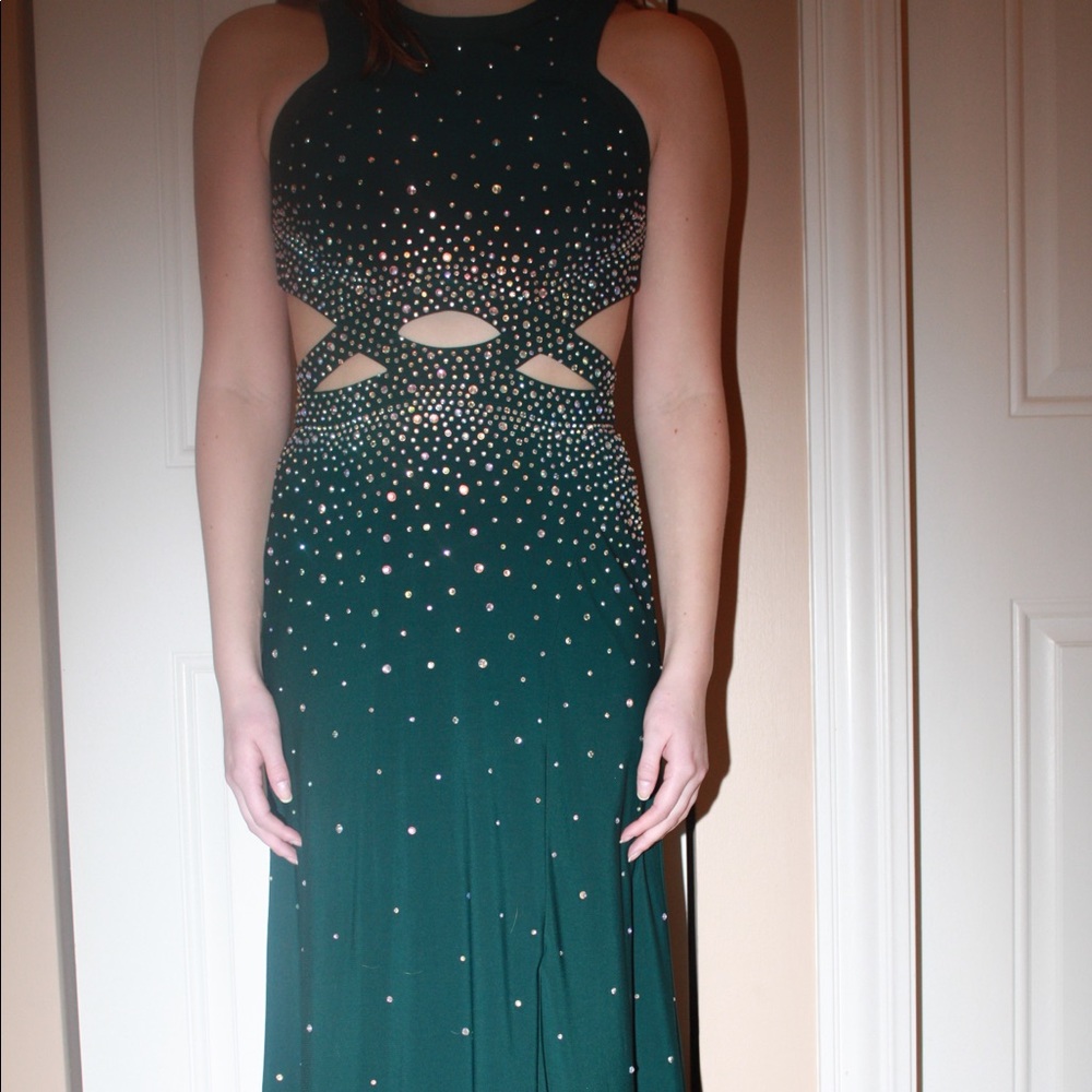 dark green camille la vie prom dress